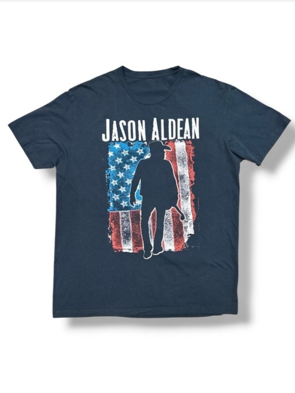 JASON ALDEAN Blue Crew Neck Concert Shirt Short Sleeve Try That In A Small Town